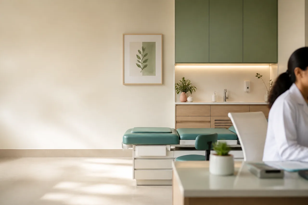 Calm, contemporary healthcare consultation room