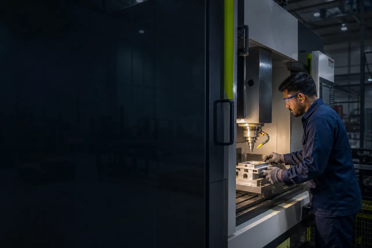 Modern industrial production environment with precision equipment