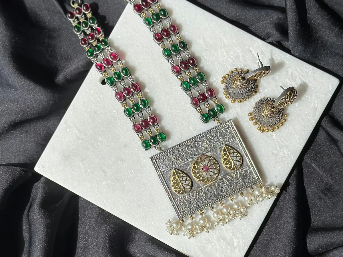 Representative bridal jewellery photography for the fictional product Suhagan Kundan Bridal Set