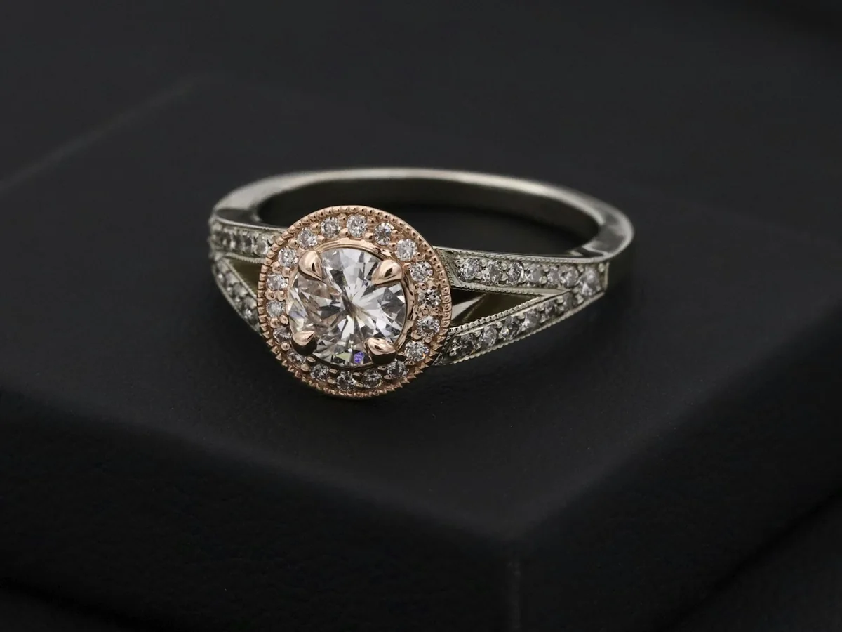 Representative diamond jewellery store photography for the fictional product Halo Diamond Studs