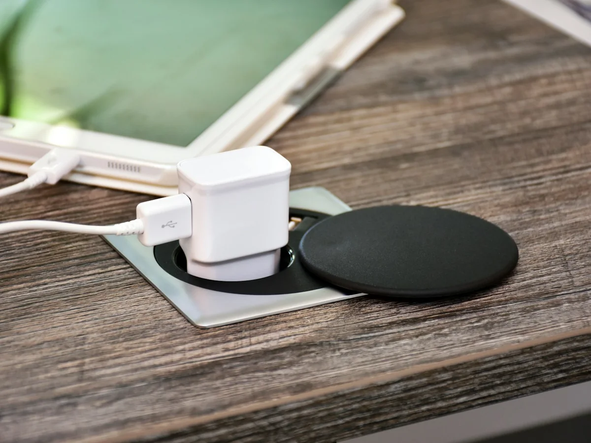 Representative electronics and mobile accessories photography for the fictional product Desk Charging Station