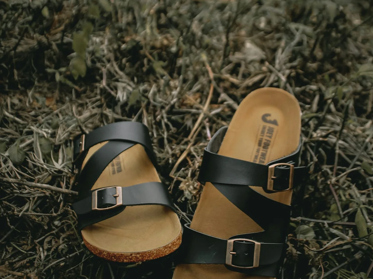 Representative footwear store photography for the fictional product Comfort Walking Sandal