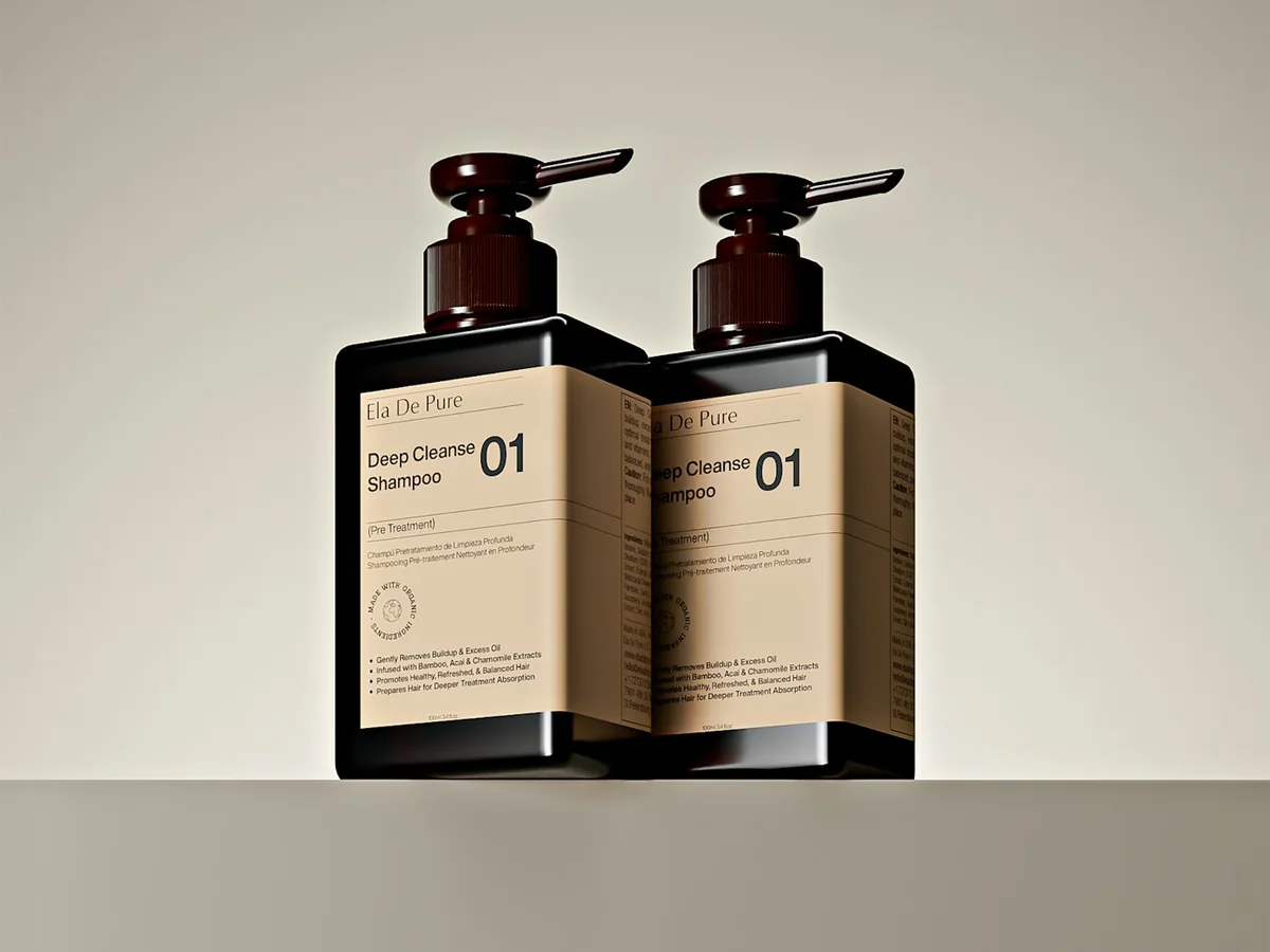 Representative haircare products photography for the fictional product Root Balance Shampoo