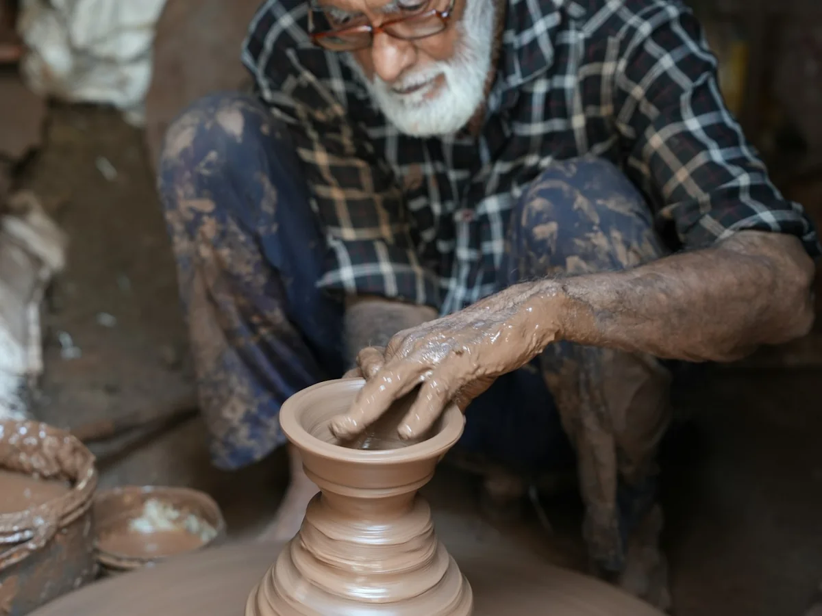 Representative handicrafts store photography for the fictional product Kantha Textile Panel