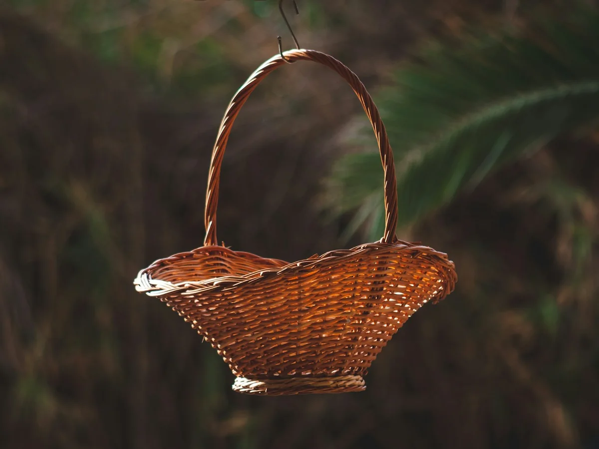 Representative handicrafts store photography for the fictional product Crafted Table Basket