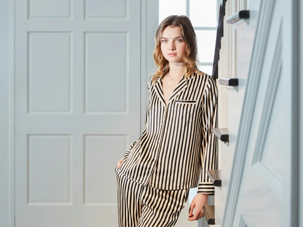 Representative lingerie and nightwear photography for the fictional product Sunday Cotton Pajamas