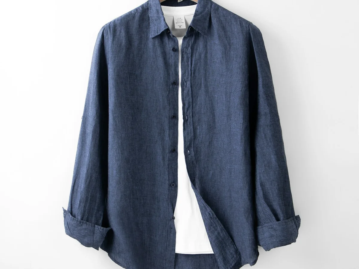 Representative men's clothing photography for the fictional product Thread Linen Shirt