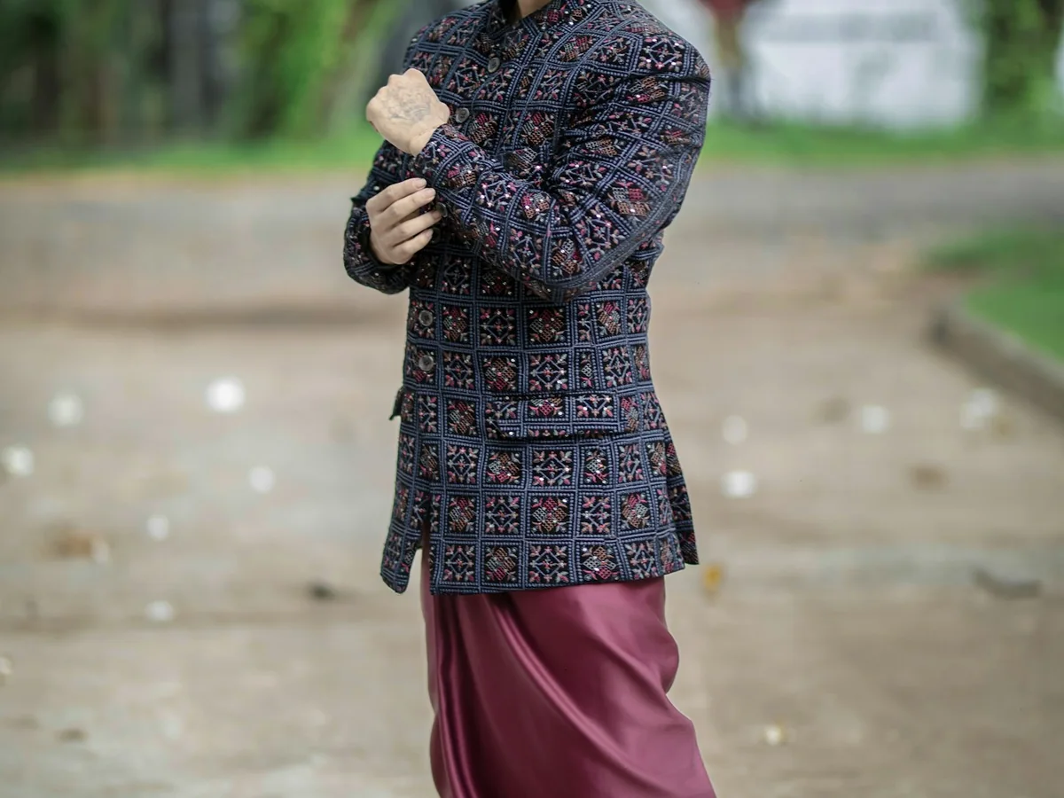 Representative men's ethnic wear photography for the fictional product Sutradhar Silk Kurta