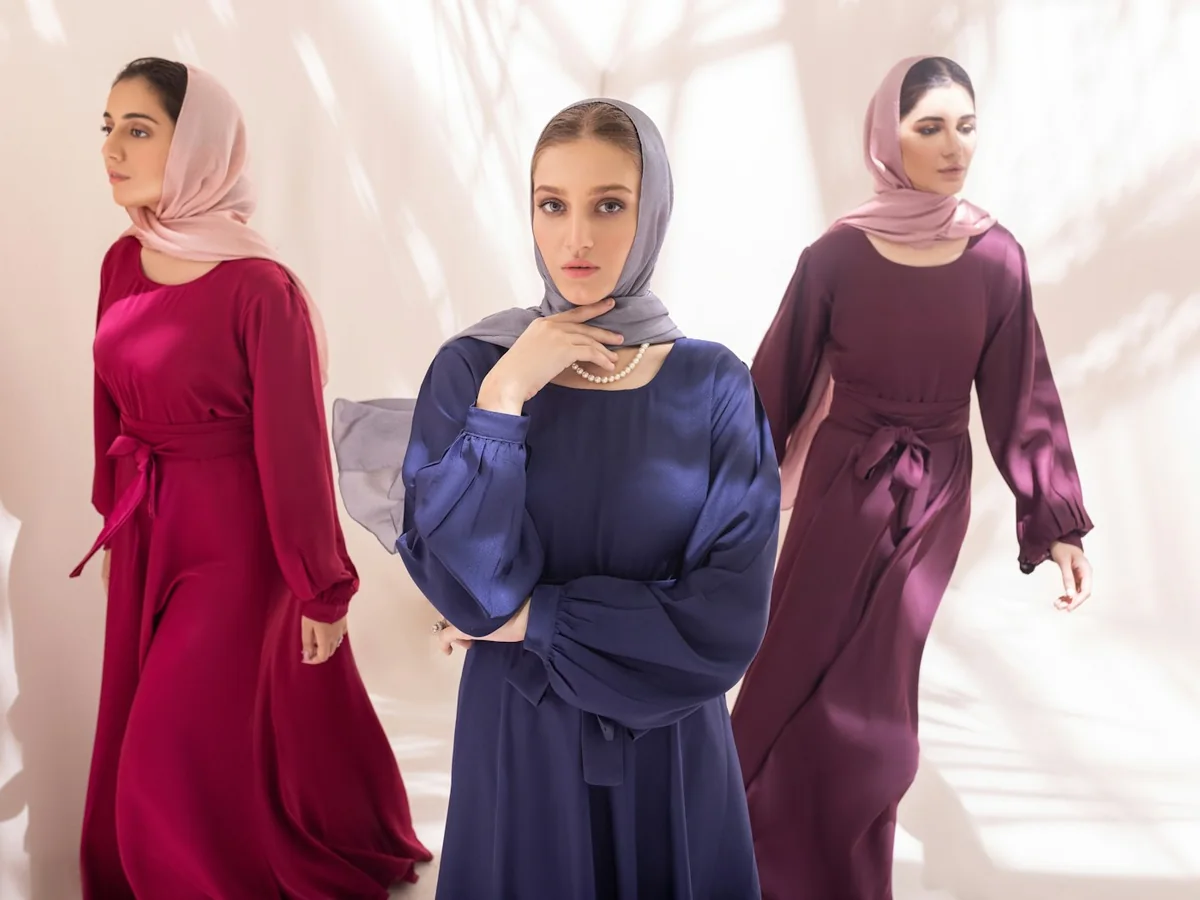 Representative modest fashion photography for the fictional product Haya Everyday Abaya