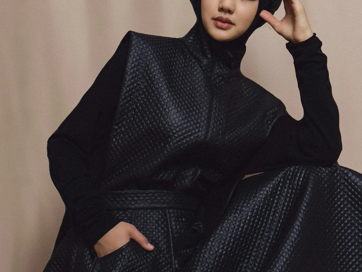 Representative modest fashion photography for the fictional product Noor Layered Set