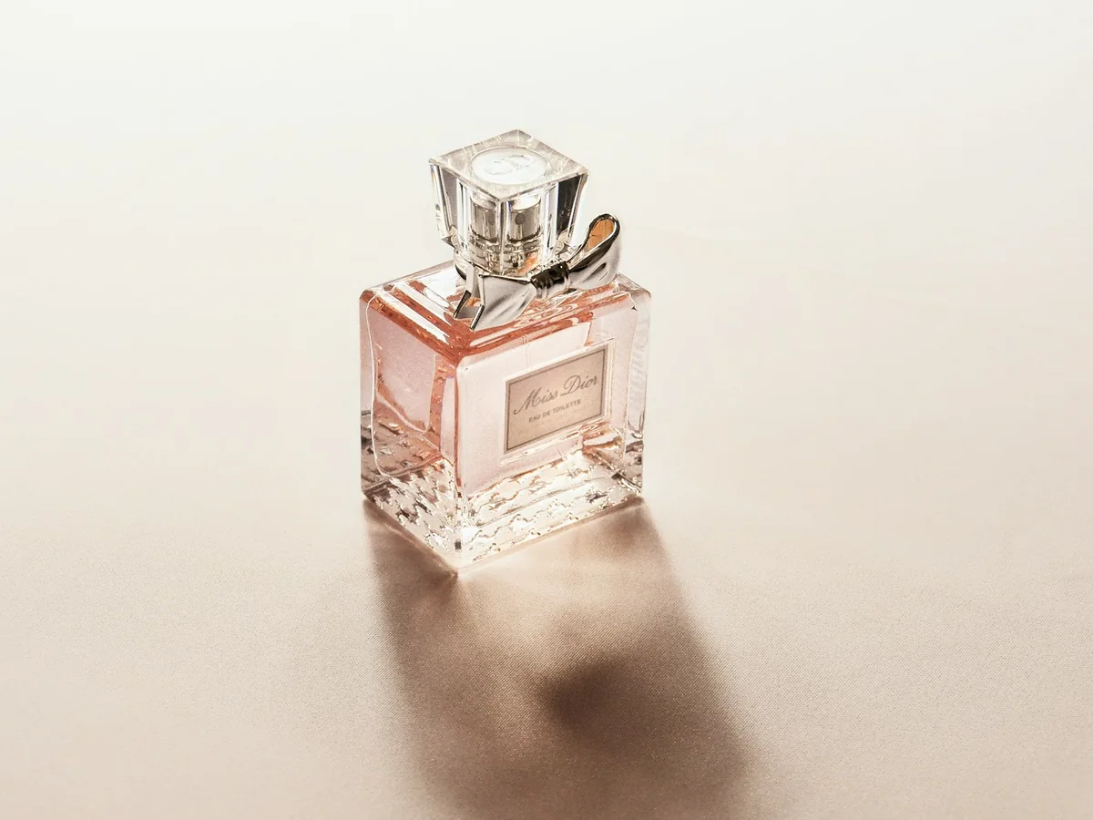 Representative perfume store photography for the fictional product Rain Study Eau de Parfum