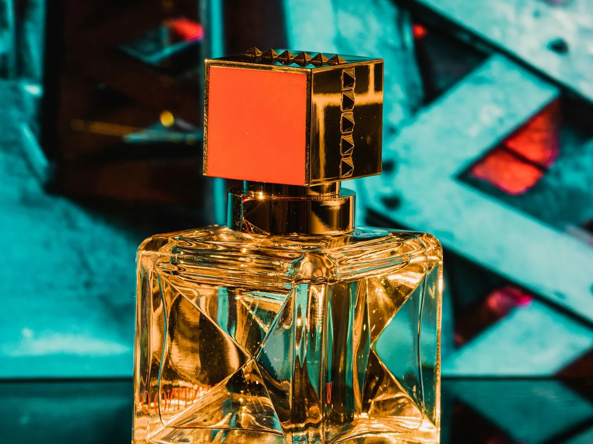 Representative perfume store photography for the fictional product Cedar No. 07