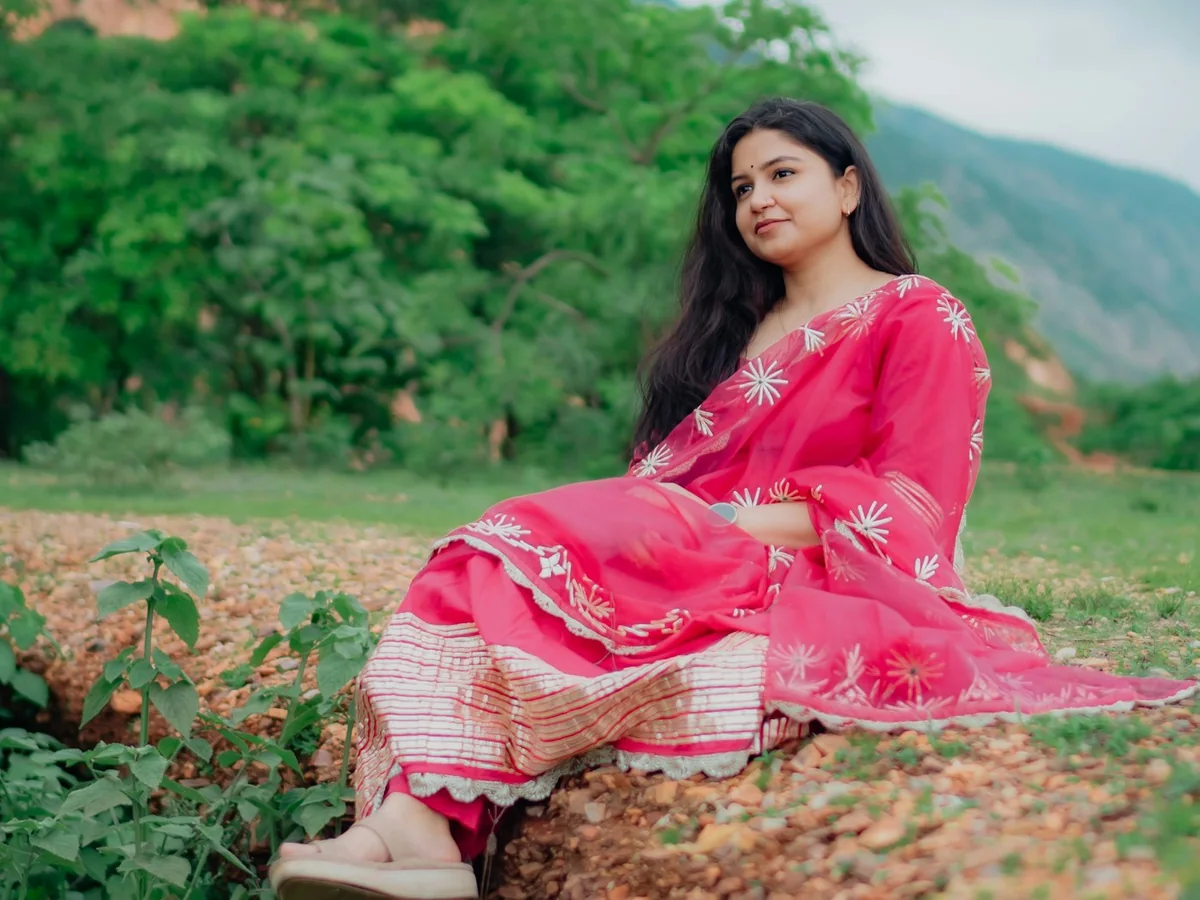 Representative salwar suit store photography for the fictional product Ruhani Cotton Suit