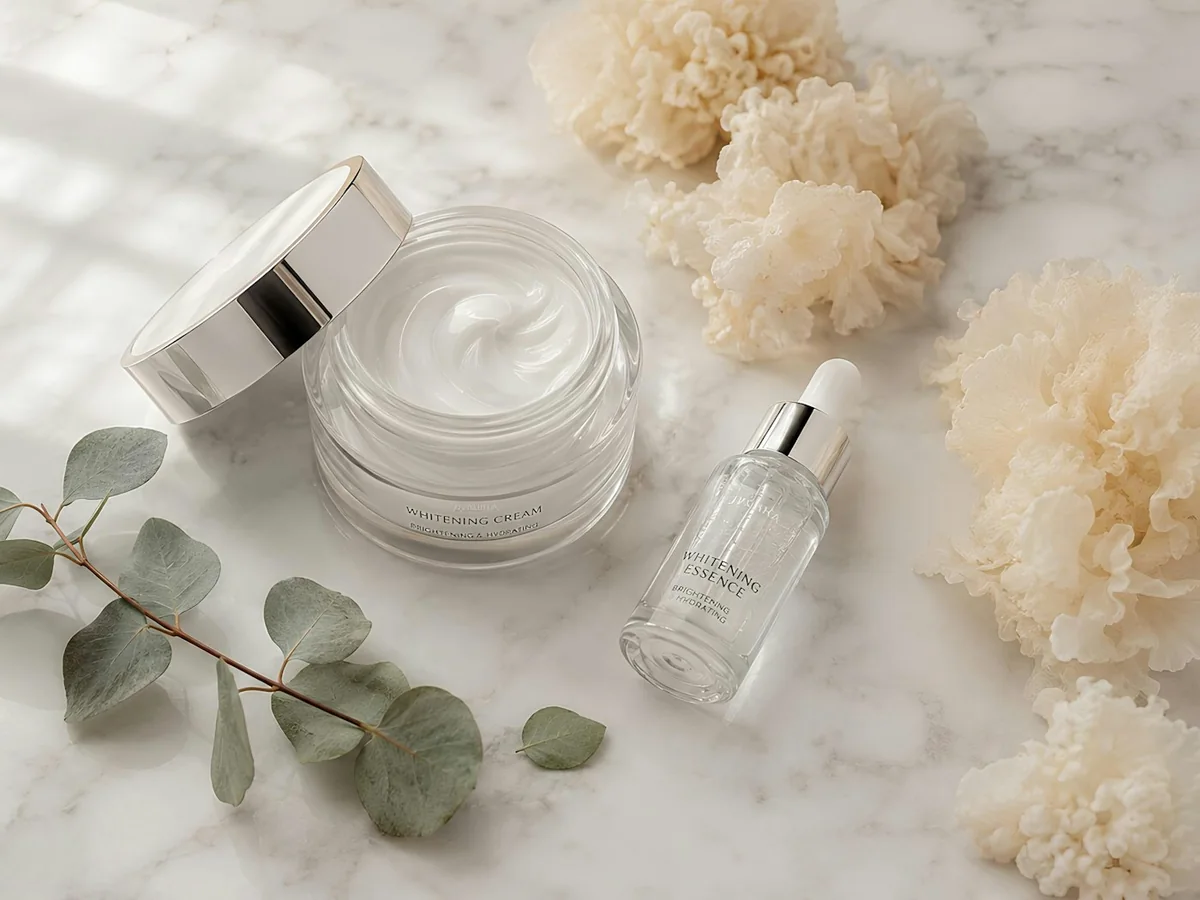 Representative skincare brand photography for the fictional product Brightening Essence