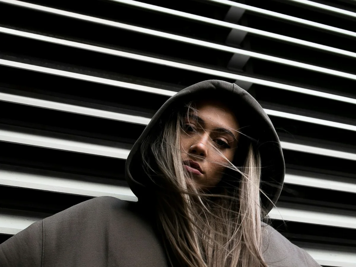 Representative streetwear brand photography for the fictional product Afterdark Oversized Hoodie