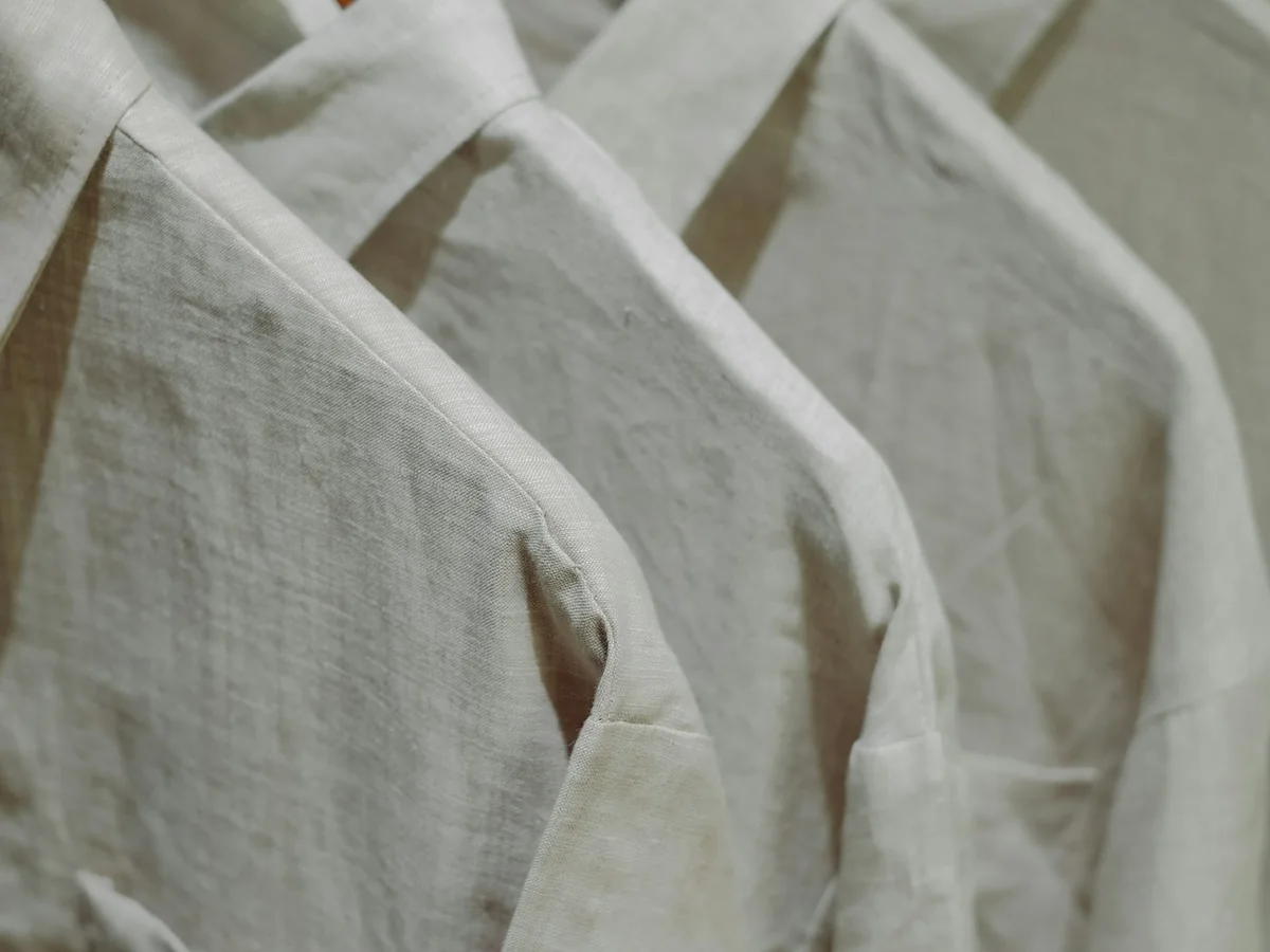 Representative sustainable fashion brand photography for the fictional product Natural Fibre Overshirt