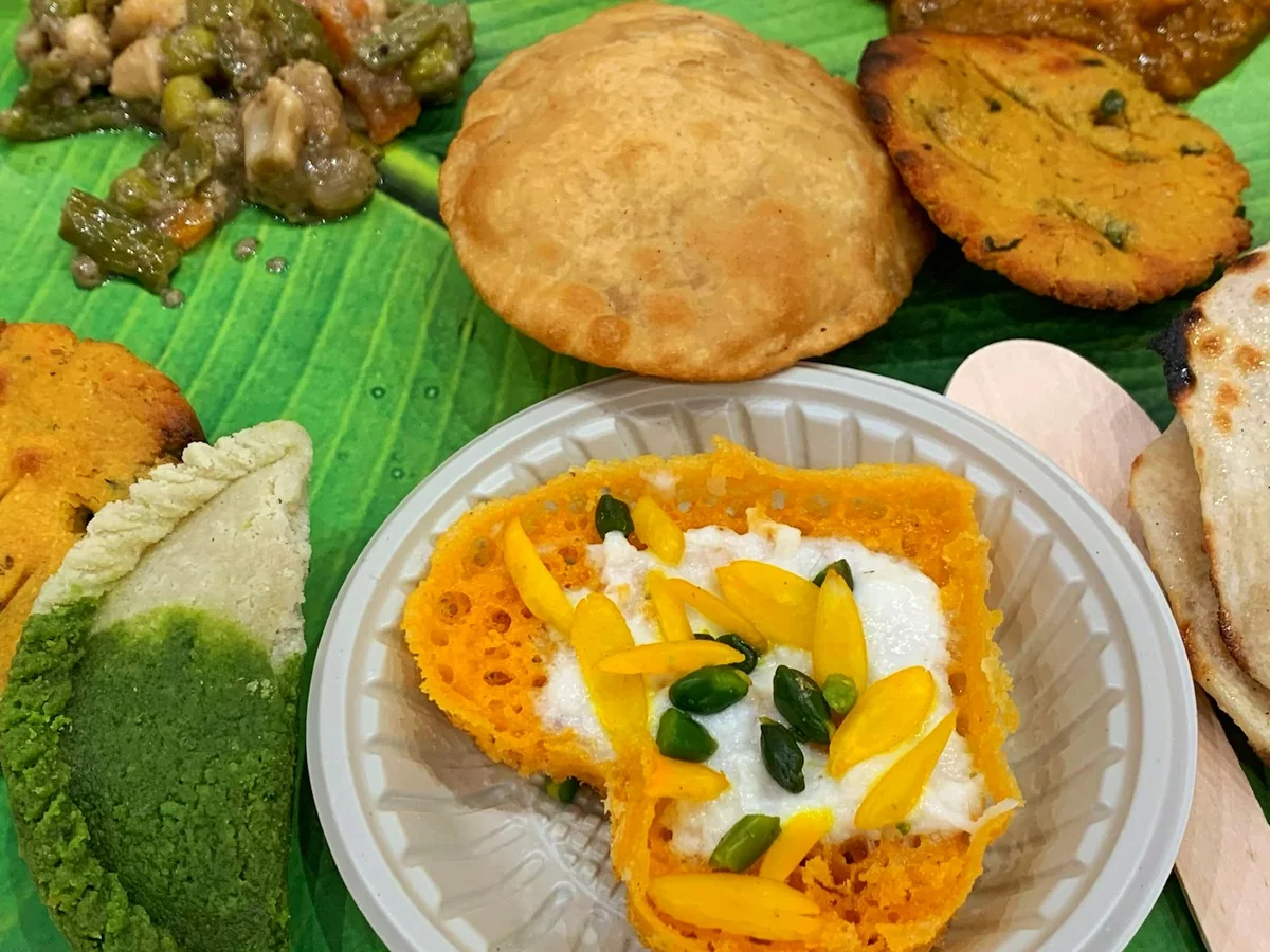 Representative sweets and traditional foods photography for the fictional product Regional Savoury Mix