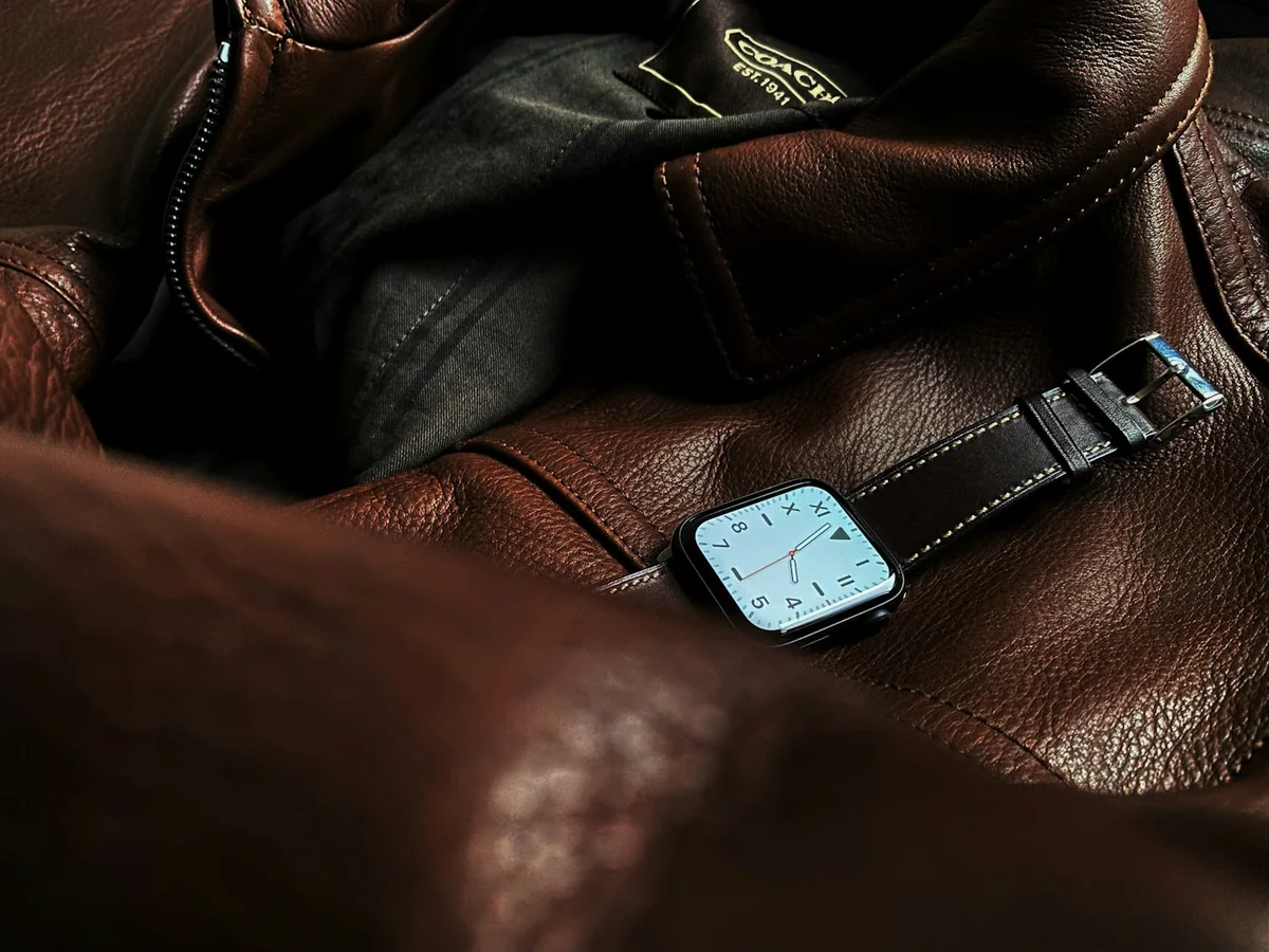 Representative watch store photography for the fictional product Leather Dress Watch