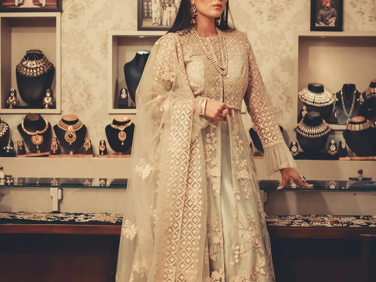 Representative women's ethnic wear photography for the fictional product Tara Wedding Anarkali