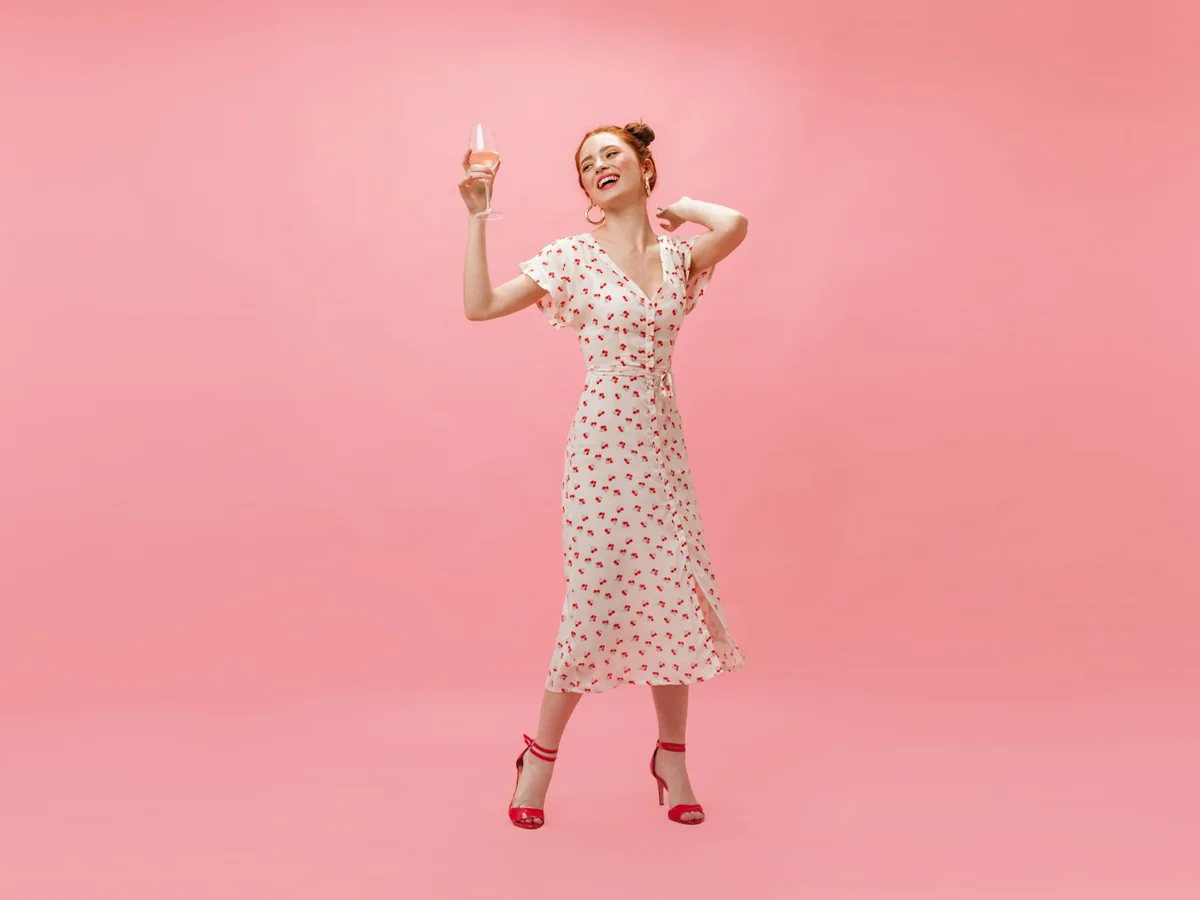 Representative women's western wear photography for the fictional product Rue Tailored Midi Dress