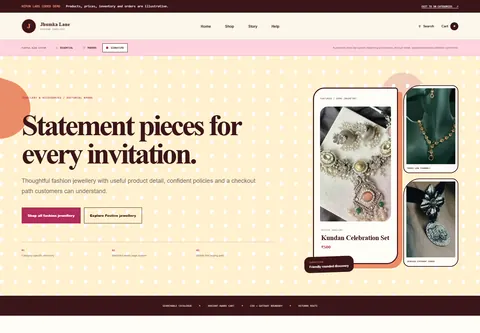 Signature coded artificial jewellery store storefront home preview for Jhumka Lane