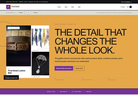 Modern coded fashion accessories storefront home preview for Final Detail