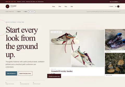 Signature coded footwear store storefront home preview for Grounded