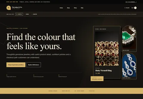 Essential coded gemstone jewellery storefront home preview for Navratna & Co.