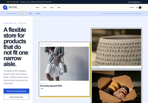 Essential coded general online store storefront home preview for Open Shelf