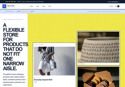 Modern coded general online store storefront home preview for Open Shelf