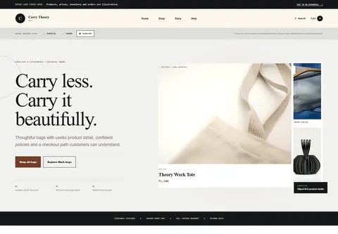 Signature coded handbag and purse store storefront home preview for Carry Theory