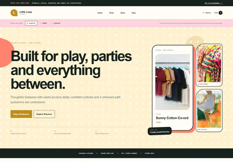 Essential coded kids' clothing storefront home preview for Little Loop