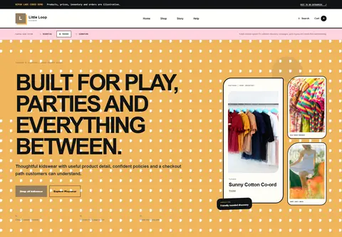 Modern coded kids' clothing storefront home preview for Little Loop