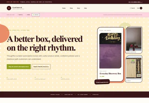 Signature coded subscription box store storefront home preview for Good Interval