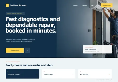 Momentum complete homepage preview for AC & appliance repair