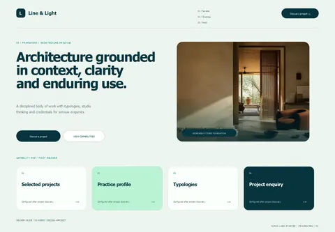 Framework complete homepage preview for Architecture practice