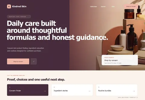 Momentum complete homepage preview for Beauty & skincare brand