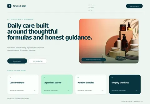 Framework complete homepage preview for Beauty & skincare brand
