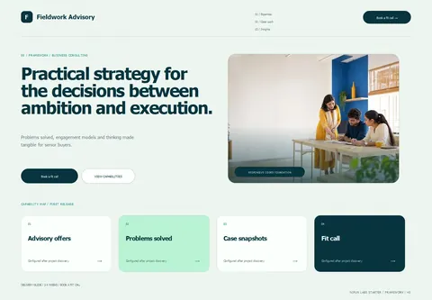 Framework complete homepage preview for Business consulting