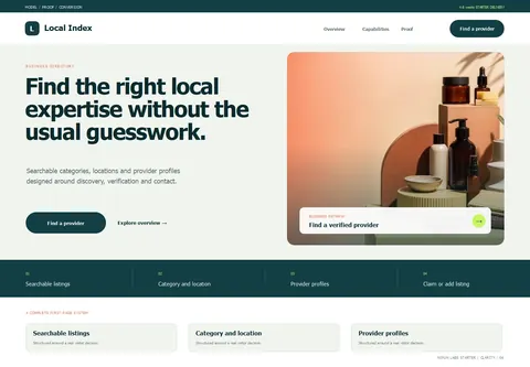 Clarity complete homepage preview for Business directory