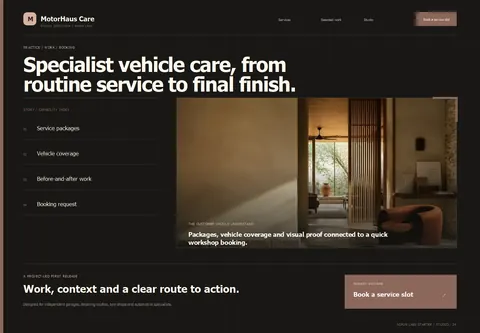 Studio complete homepage preview for Car service & detailing