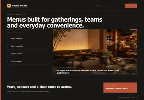 Studio complete homepage preview for Catering & cloud kitchen