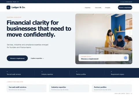 Clarity complete homepage preview for Chartered accountant