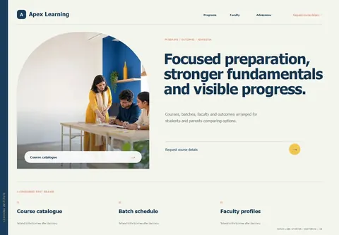 Editorial complete homepage preview for Coaching institute
