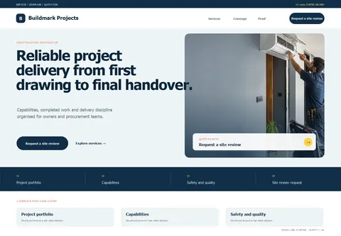 Clarity complete homepage preview for Construction contractor