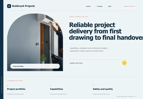 Editorial complete homepage preview for Construction contractor