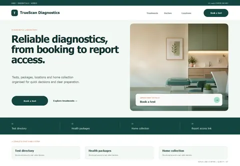 Clarity complete homepage preview for Diagnostic laboratory