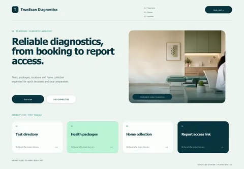 Framework complete homepage preview for Diagnostic laboratory