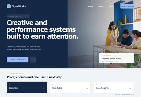 Momentum complete homepage preview for Digital marketing agency