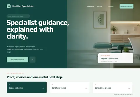 Momentum complete homepage preview for Doctor & specialist practice